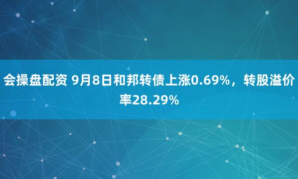 会操盘配资 9月8日和邦转债上涨0.69%，转股溢价率28.29%